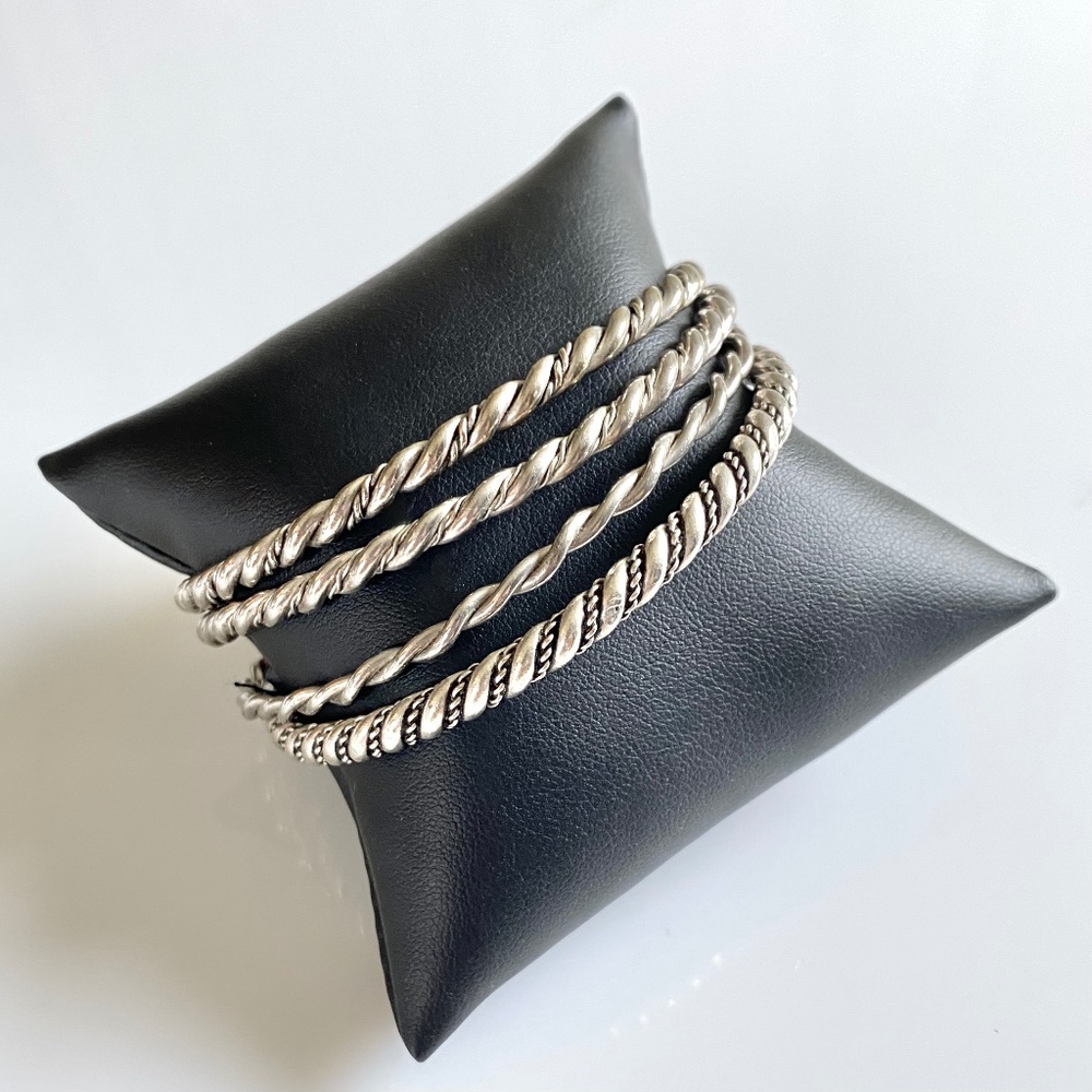 4 VINTAGE STERLING BANGLE BRACELETS - SOLD AS A SET